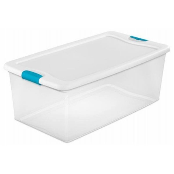 Dwellingdesigns 106 Quart Latch Storage Box - White Lid & Blue Latches DW134763